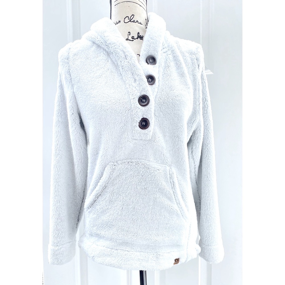 NWOT Life Integrity Earth 3/4 Botton White Pullover Hoodie